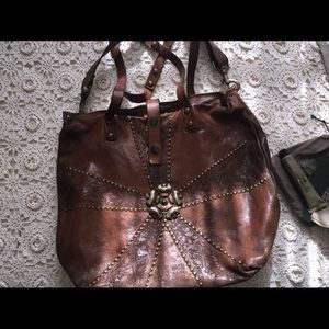 Leather tote cross body Campomaggi distressed with